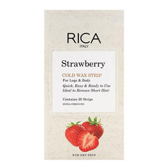 RICA Strawberry Cold Wax Strips for Legs & Body – 20 Strips