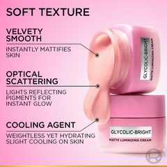 L'Oreal Paris - Glycolic Bright Matte Luminizing Cream With Melasyl - 30Ml