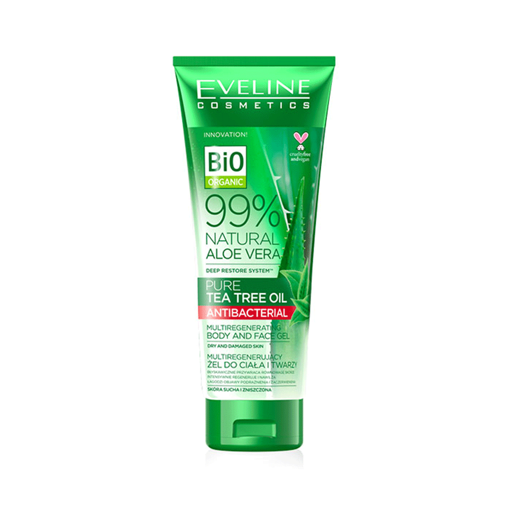 Eveline Cosmetics Bio Organic 99% Natural Aloe Vera Pure Tea Tree Oil Gel