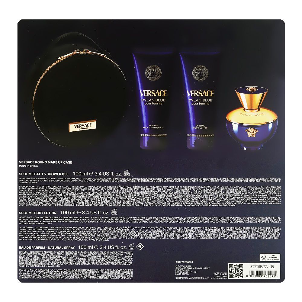 Versace Dylan Blue Pour Femme Edp 100ml / Edp 5ml / Sublime Body Lotion 100ml / Bath &amp; Shower Gel
