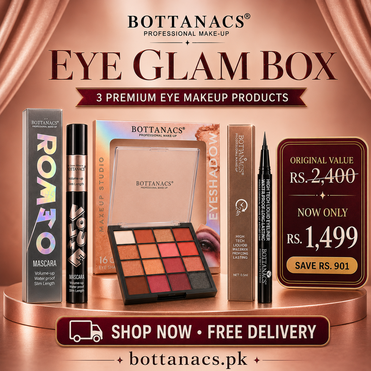 Bottanacs Eye Glam Box - 3 Premium Eye Makeup Products